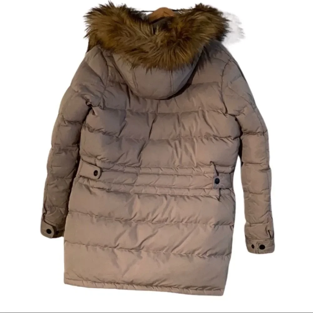 Maison Scotch Hooded Puffer Coat in Cream